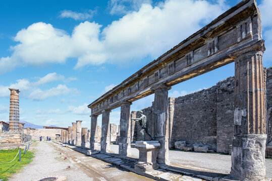 The ruins of the Apollo Temple, Pompeii, Naples, Italy.