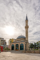 Beautiful muslim Mosque in Albania city, Korce. - obrazy, fototapety, plakaty