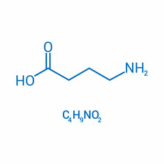 chemical structure of gamma-Aminobutyric acid or GABA (C4H9NO2)