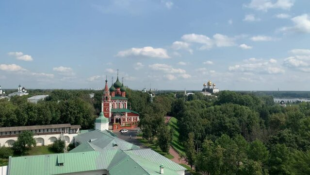 Russia, Yaroslavl airview at sunny day. Russian ancient architecture
