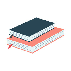 World book day concept, studying, learning. Stack of books in cartoon flat style. Vector illustration of hand drawn educational, encyclopedias, planner