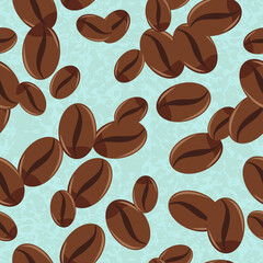 Coffee beans close up. Seamless Texture .Coffee on a colored background in a seamless pattern