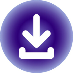 Round download icon, vector button for websites and internet applications