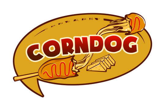 Corndog logo with cheese illustration