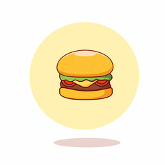 Cartoon illustration of hamburger. Fast food vector illustration