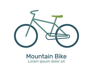 Bicycle logo, icon. Design template linear minimal style, Mountain Bike, Vector illustration.