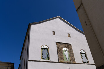 Obraz premium Old town of City of Sion, Canton Valais, with theater on a sunny spring day. Photo taken April 4th, 2022, Sion, Switzerland.