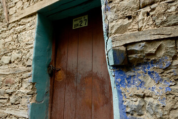 Kubachi, Republic of Dagestan, Russia - August 21, 2021: View of Kubachi, ancient mountain village, in Dagestan mountains. 
