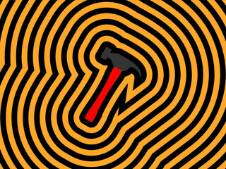traditional Hammer floating on yellow and black Stripe Vortex.