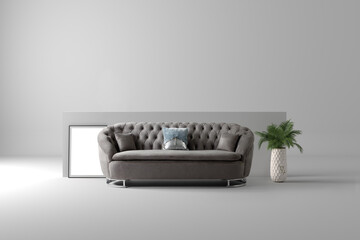 3D render sofa in  minimal interior  
