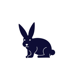 Funny rabbit, stylized black pet isolated
