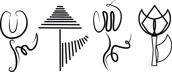 tulip with lines, stylized tulip