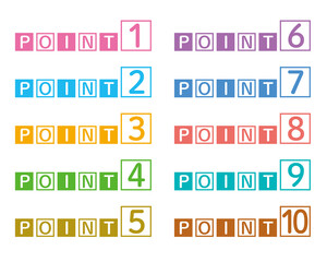 1〜10　POINT　ポップでカラフルな数字アイコンセット