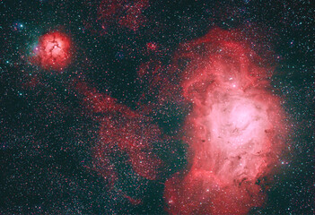 Trifid Nebula (M20) and  Lagoon Nebula (M8)