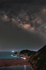 Milky Way over the famous east dam, Hong Kong