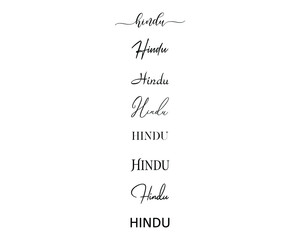hindu in the creative and unique  with diffrent lettering style