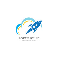 rocket advance technology launching vector logo design