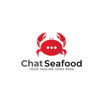 chat seafood crab logo icon vector template.