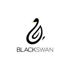 Black swan logo concept. Beautiful swan icon design illustration. 