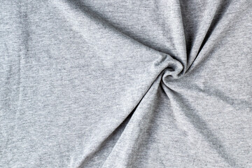 Fototapeta premium Grey crumpled fabric background for your design. Knitwear cotton abstract texture