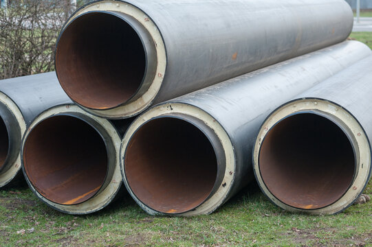 Stock of large diameter metal pipes for the reconstruction of water or gas supply