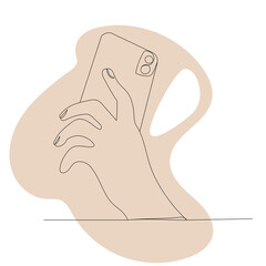hand with phone one continuous line drawing, sketch, vector