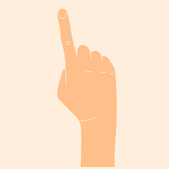 hand with index finger flat design, isolated, vector