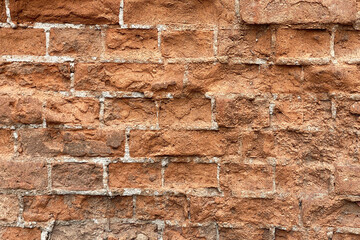 Old destroyed brick wall, ruined brick for background