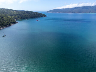 Amazing drone view of paradise beach. Praia dos Anjos, Arraial do Cabo, Rio de Janeiro, Brazil