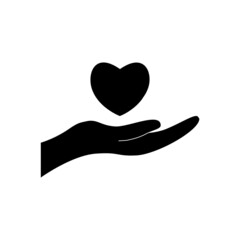 Donate Icon Black and White Vector Graphichand holding the heart