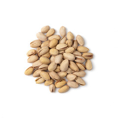 heap of unpeeled almonds isolated on white background