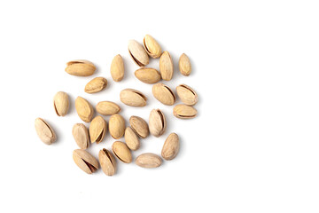 heap of unpeeled almonds isolated on white background