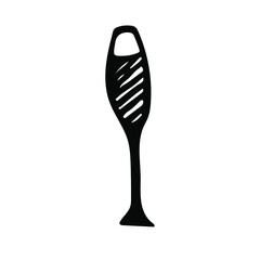 A glass of champagne sketch vector icon. Hand drawn doodle sign
