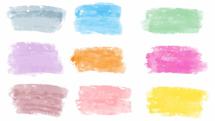 Set of pastel colorful watercolor brush isolate on white, vector.