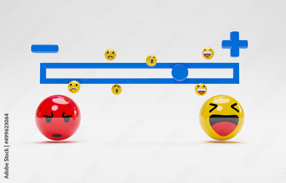 Poster Evaluation icon indicator move from sadness face to smile face for customer and client excellent evaluation after use product and service concept by 3d render.
