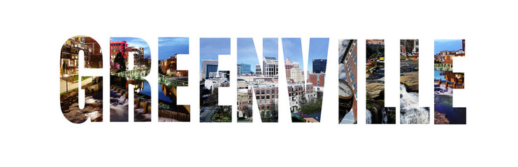 Greenville SC collage of images on white - 499623689