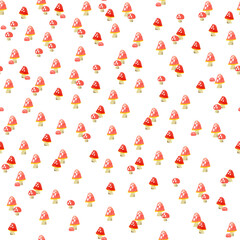 ボタニカルパターン。キノコのシームレスなパターン。テキスタイル、壁紙、包装紙のデザイン。