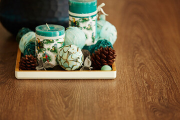 christmas decorations on the table