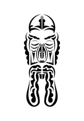 Maori style face. Tattoo patterns. Isolated on white background. Vetcor.