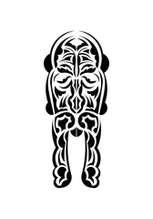 Maori style face. Tattoo patterns. Flat style. Vetcor.