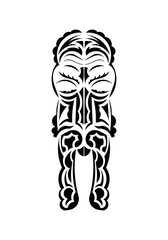 Fototapeta na wymiar Maori style face. Black tattoo patterns. Flat style. Vetcor.