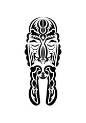 Polynesian style face. Tattoo patterns. Isolated. Vetcor.