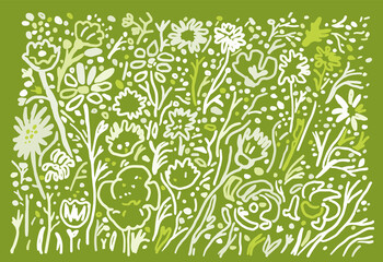 green floral doodle vector background