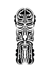 Polynesian style face. Ready tattoo template. Isolated. Vetcor.