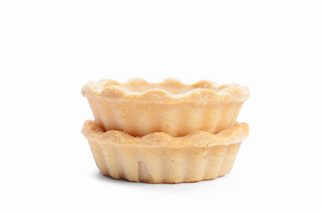 Empty tartlets (tarts, tart shells) isolated on the white background