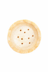 Empty tartlets (tarts, tart shells) isolated on the white background. Top view