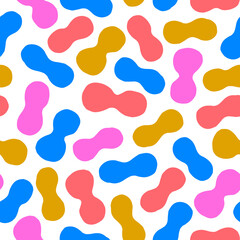 Fototapeta na wymiar Super cute seamless pattern with multicolored shapes. Modern texture with cutout figures. Geometrical background 