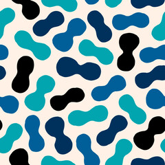 Fototapeta na wymiar Super cute seamless pattern with multicolored shapes. Modern texture with cutout figures. Geometrical background 