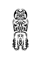 Mask in traditional tribal style. Black tattoo patterns. Isolated. Vector illustration.