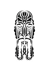 Mask in the style of the ancient tribes. Tattoo patterns. Flat style. Vetcor.